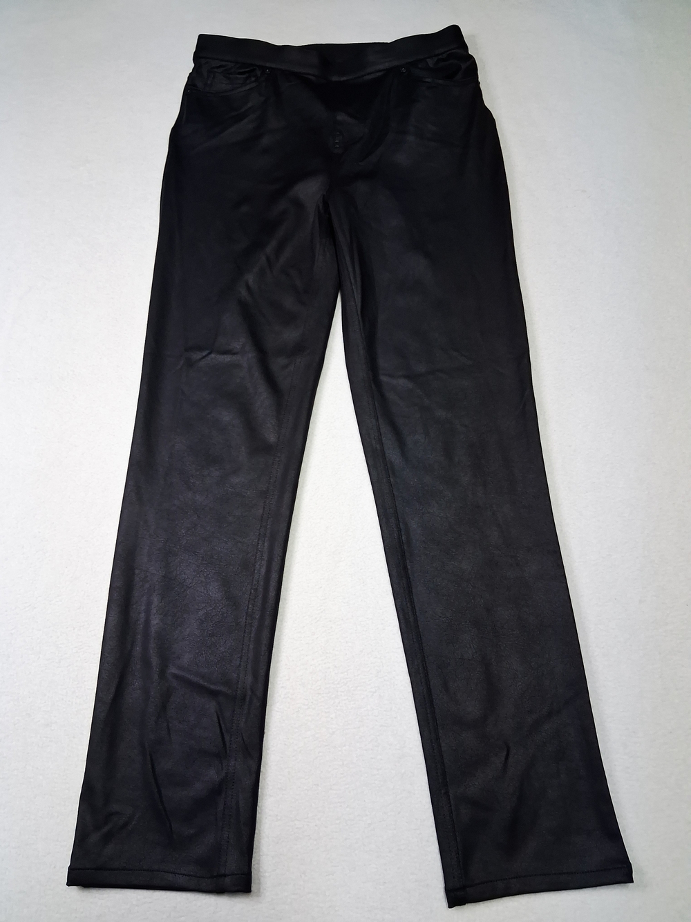 DG2 by Diane Gilman Black Straight-Leg Faux-Leather Jeans